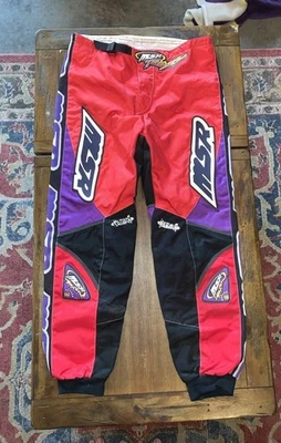 复古 MSR 系统裤 36 码红色黑色摩托车 90 年代 Supercross — 第 1/4 张图片