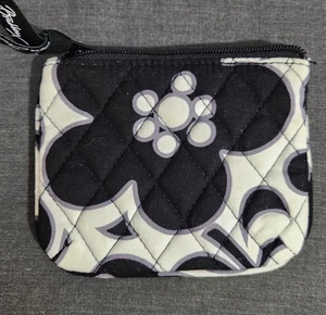 Vera Bradley Quilted Cotton Coin Purse With Black & White Floral Pattern - Picture 1 of 5
