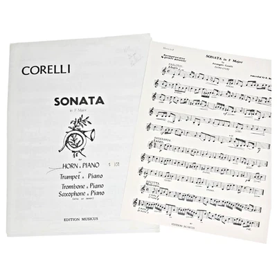 Vintage Corelli Sonata in F Major Horn & Piano Sheet Music Edition Musicus 1943 - Image 1 of 4