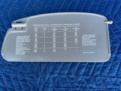 Piper Warrior Aircraft Sun Visor Blade, P/N 35663-005 (New Surplus) (ST) - Image 1 of 4