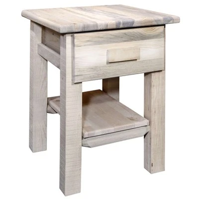 Homestead Collection Nightstand with Drawer & Shelf, Clear Lacquer Finish — 第 1/3 张图片