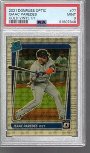 2021 Isaac Paredes Donruss Optic Gold Vinyl #77 Rated Rookie 1/1 RC Tigers PSA 9 - Picture 1 of 2