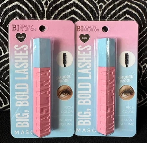 2pk BEAUTY INTUITION BLACK 24H BIG BOLD FULL LASHES NO SMUDGE VOLUMIZING MASCARA - Picture 1 of 9