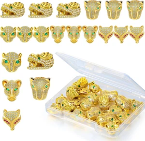 20 Pieces Rhinestone Leopard Tiger Dragon Head Beads Cubic Zirconia Animals Shap - Picture 1 of 7