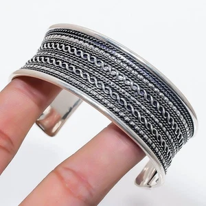 Beautiful Handmade Design 925 Sterling silver Adjustable Cuff Bracelet For Gift - Picture 1 of 1