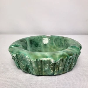 VINTAGE ITALIAN ALABASTER ASHTRAY GREEN 3 SLOT SLIGHTLY DAMAGED FREE POSTAGE UK - Foto 1 di 11