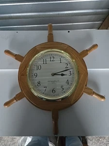 Heritage Mint LTD Holz Messing Rad Uhr Maritim Vintage Quarz Uhr 19 Zoll - Bild 1 von 5