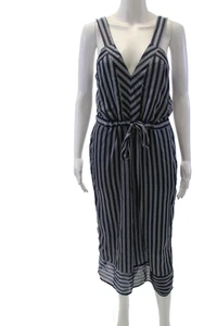 Greylin Anthropologie Womens Striped V-Neck Sleeveless Jumpsuit Blue Size S - Picture 1 of 6