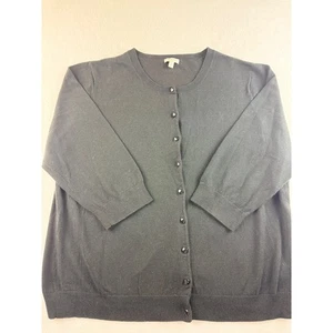 Talbots Woman 1X Black Cardigan Sweater 3/4 Sleeve Knit Button Front - Picture 1 of 7