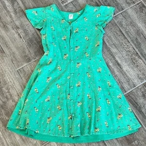 Gap Girls Floral Button Front Dress Green Yellow Flowers Casual Size Unknown - Picture 1 of 6