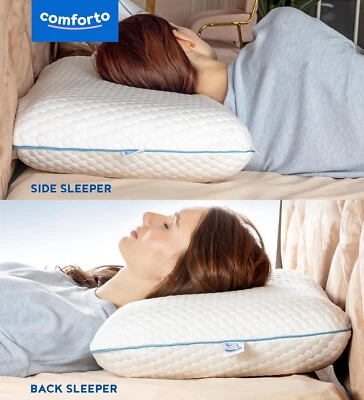 Memory Foam Pillow Queen Size - Cooling Hypoallergenic for Neck Support - Image 1 of 4