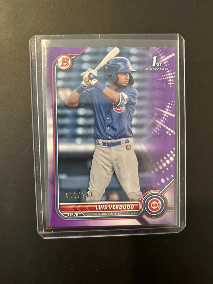 2022 Bowman LUIS VERDUGO #BP-147 1st Bowman Purple # /250 Chicago Cubs Prospects - Image 1 of 2