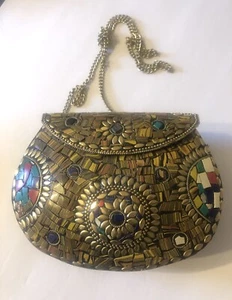 Mosaic Handmade Clutch Purse, Crossbody, Metal, Broken Tile Mosaic Stoneart - Picture 1 of 3