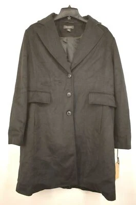 Halogen Womens Black Solid Wool Single Breasted Notch Collar Topper Coat 14 $299 - Image 1 of 4