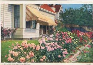 Alte Postkarte Eingang zu einem kalifornischen Cottage von Pacific Novelty Co LA - Bild 1 von 1