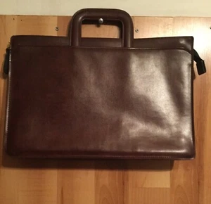 Vintage haselnussbraun Kunstleder Attaché Etui Pull Up Doppelgriffe 16 3/4"W - Bild 1 von 10