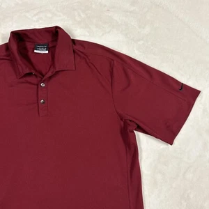 Nike Dri Fit Men's Red Burgundy Short Sleeve Golf Polo Size Medium - Picture 1 of 7