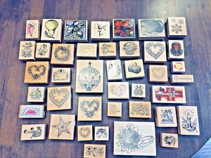 41 Rubber Stamps Mixed Lot Wood Craft Paper Scrapbooking Art PSX - Picture 1 of 17