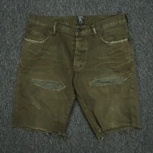 PRPS Shorts Men 32 Green Denim Cutoff Distressed 5 Pocket - Picture 1 of 11