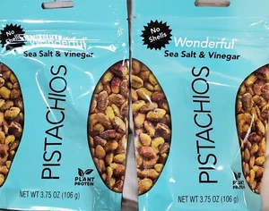 Pk Of 2-Wonderful Pistachios No Shells, Sea Salt & Vinegar, 3.75 Oz. Bags 07/24 - Picture 1 of 3