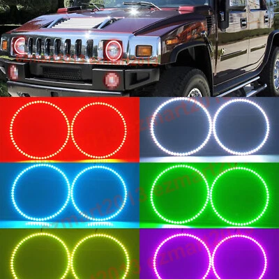 RGB halo ring for Hummer H1 H2 H3 headlight lamp Flash DRL bluetoth angel eye - Image 1 of 4