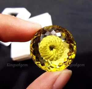 Piedra preciosa suelta de cuarzo amarillo limón de forma redonda de 60 quilates - Imagen 1 de 6