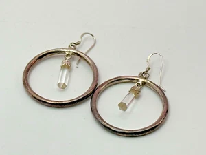 Vintage Sterling Silver Earrings 925 Jewellery Hoops Dangle Drop Crystals - Picture 1 of 9