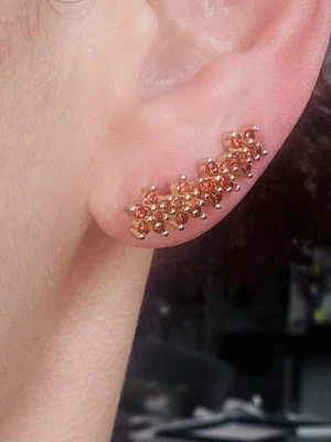 Highest Quality Ear Climbers Retro Vibes Light Red Rectangles Cz Gold Filled - Image 1 of 4