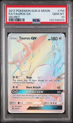 2017 Pokemon Sun & Moon Tauros GX #156 Full Art Secret Rare Holo PSA 10 GEM MT - Image 1 of 2