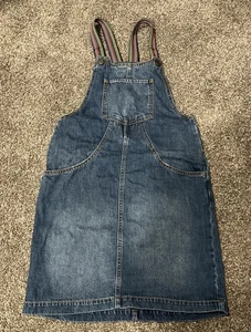 Gap Girl's XL Bib Overall Denim Dress with Rainbow Straps - Picture 1 of 5