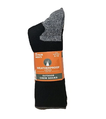 Paquete de 5 calcetines impermeables de mezcla de lana para exteriores talla 6-12 negro gris tacón/nuevos Foto 1 de 3