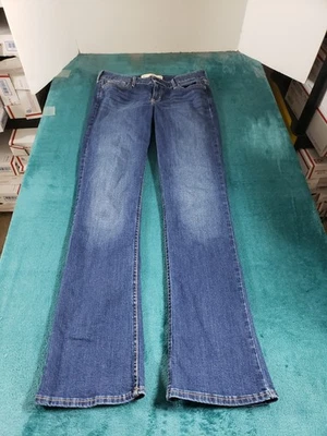Calça jeans Hollister tamanho 7 feminina azul stretch cintura média bootcut - Imagem 1 de 4