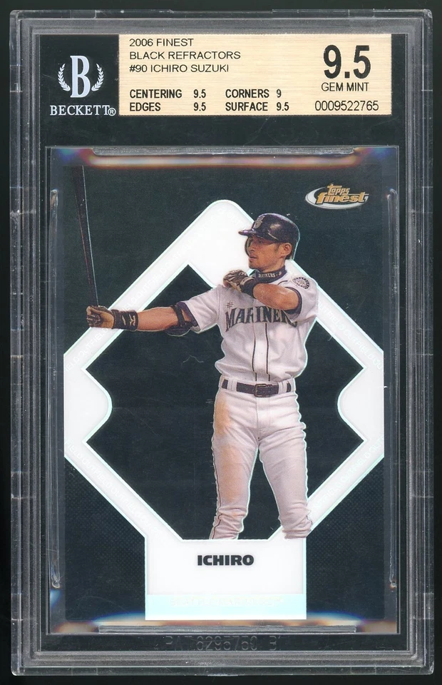 ICHIRO SUZUKI 2006 TOPPS FINEST BLACK REFRACTOR 75/99 BGS 9.5 #90 SP - Image 1 of 2