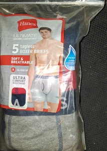 HANÈS TAGLESS BOXERSHORTS XLG HERREN 5 PK EINFARBIG NEU SCHWARZ ROT BLAU GRAU - Bild 1 von 5