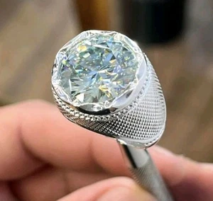 6.50 Ct Certified Treated Amazing Off White Diamond Solitaire Ring In 925 Silver - Picture 1 of 8