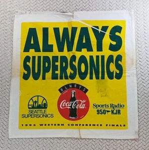 Vincent Askew Signed Seattle Supersonics Coke 1993 Western Finals hand towel - Picture 1 of 14