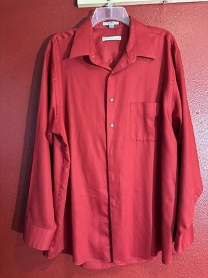 Camisa de vestir Geoffrey Beene roja satén para hombre, talla XL Foto 1 de 4