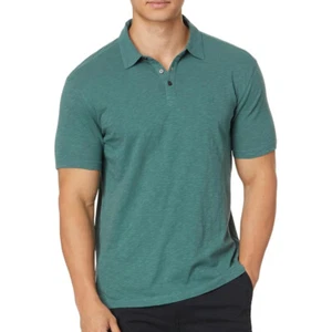 Polo uomo John Varvatos manica corta Victor Peace Sign Slub mare profondo - Foto 1 di 3