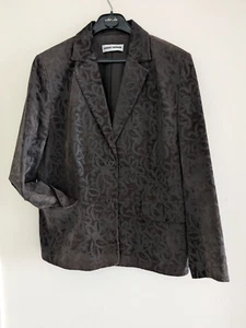 Gerry Weber Dark Brown Floral Embossed Suede/Leather Jacket/ Blazer Size 16 (42) - Picture 1 of 11