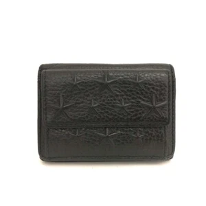 Jimmy Choo Nemo Star Embossed Leather Trifold Wallet Black/2BD1579 - Picture 1 of 8