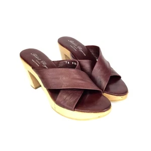 Sandalias zueco de cuero Robert Clergerie Merlot talla 7,5 - Imagen 1 de 12