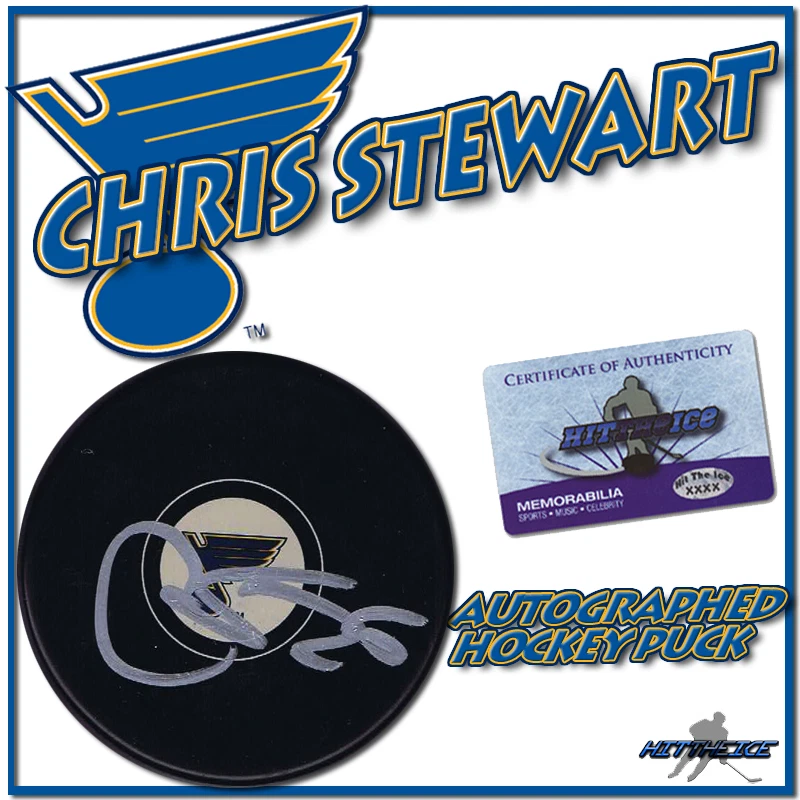 Disco firmado por Chris Stewart St. Louis Blues - con certificado de autenticidad Foto 1 de 1