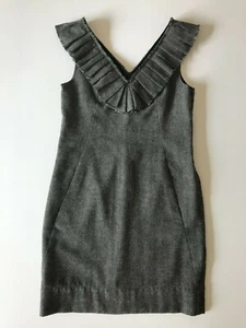 Banana Republic Gray Wool Herringbone Pleated Sheath Twill Mini Dress Size 0 - Picture 1 of 6
