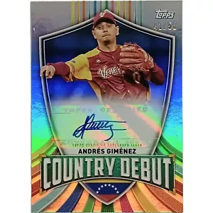 2023 Andres Gimenez Auto 41/50 Country Debut Topps World Baseball Classic CDA-AG - Picture 1 of 3