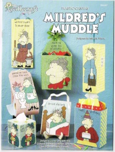 Mildred's Muddle Plastic Canvas Pattern Leaflet Needlecraft Shop Tissue Box + - Picture 1 of 1