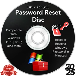 Password Reset Recovery Disc For Windows 10, 8, 7, Vista XP Rated #1 NEW 2025 - Picture 1 of 2