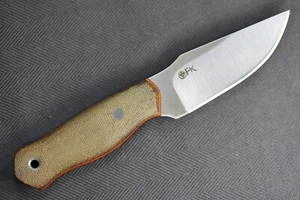 Dylan Fletcher Neck Bowie Knife .12" Saber Ground Blade, Black Cavas Micarta - Picture 1 of 10