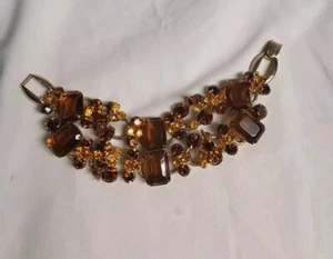 Vintage D&E Juliana großer Doppelstrang 5 Glieder Topas Strass Armband 7,25" - Bild 1 von 14