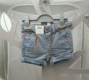 Hema short bleu chiné avec lien marron bébé 6-8 mois - Picture 1 of 2