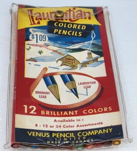 Laurentien Venus Pencil Company Limited 12 Colored Pencils NOS 1950's RARE! - Picture 1 of 7